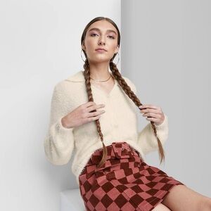 Wild Fable Fuzzy Button Front Cardigan Almond Size S 
Cozy Soft